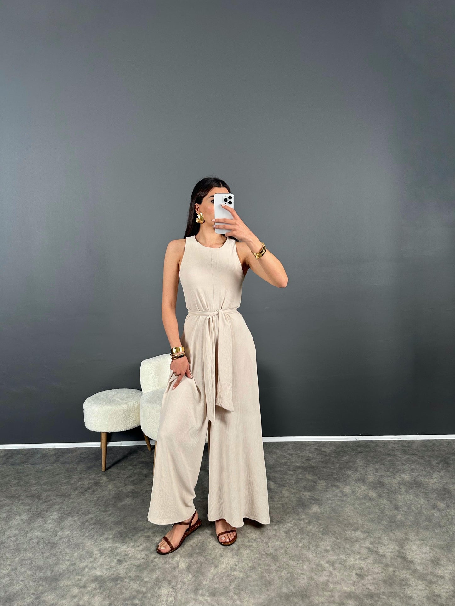 Summer jumpsuit with belt S6