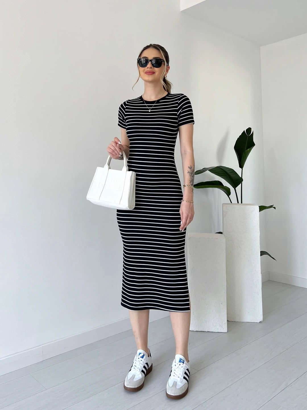 فستان قطن صيفي مخطط F32