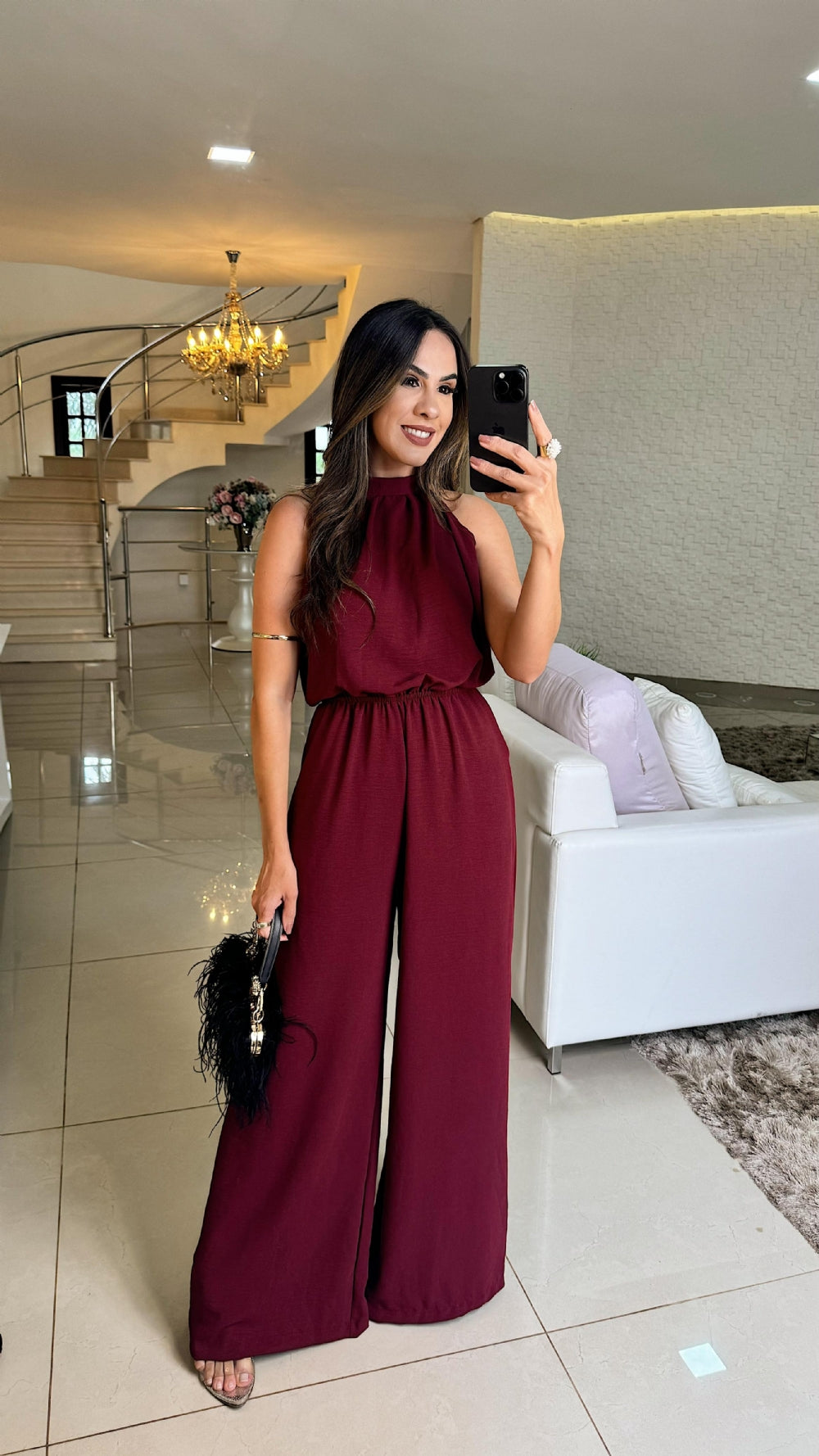 Long dress with polo neck opening D09