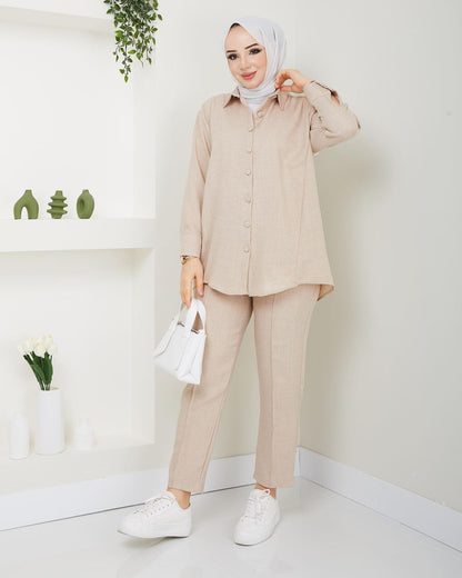 Long dress with polo neck opening D09