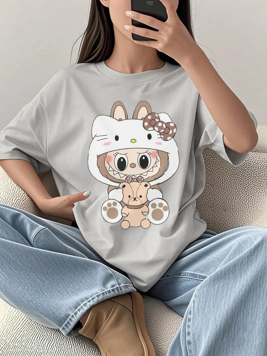 تيشيرت ستاتي بقَبة دائرية وأكمام قصيرة A3