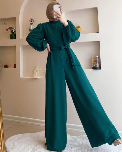 S1 Jumpsuit with Drawstring, Double Pockets and Elastic Sleeves