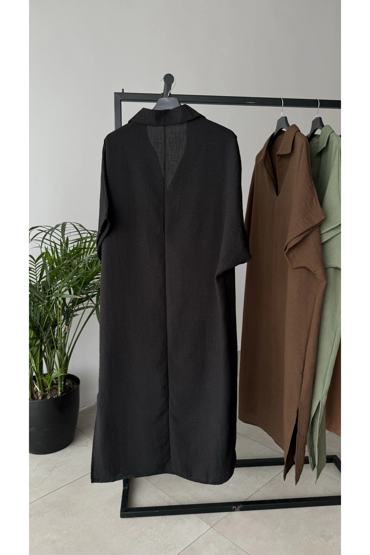 Linen polo neck dress 2024 D10