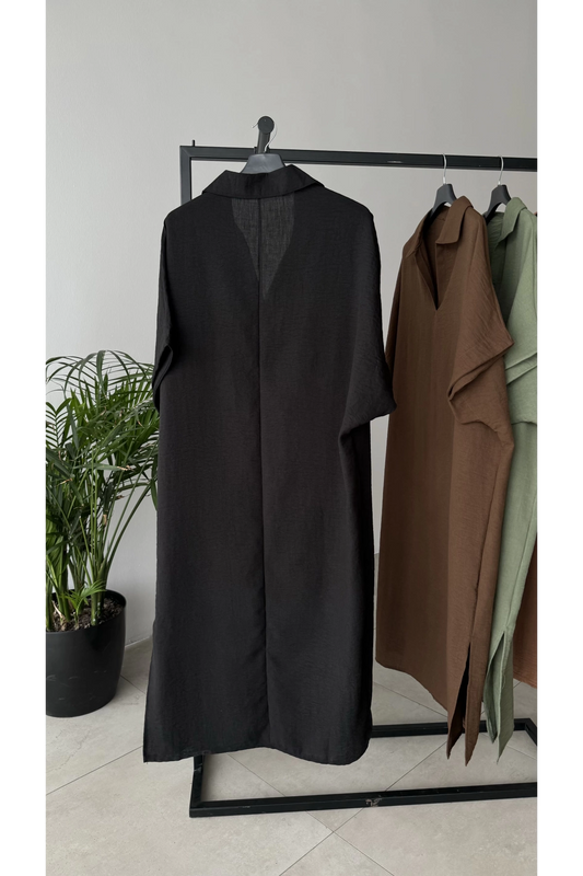 Linen polo neck dress 2024 D10