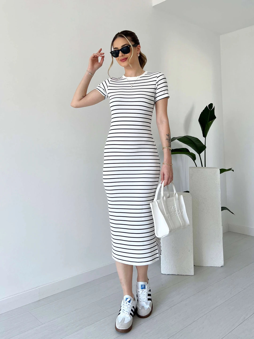 فستان قطن صيفي مخطط F32