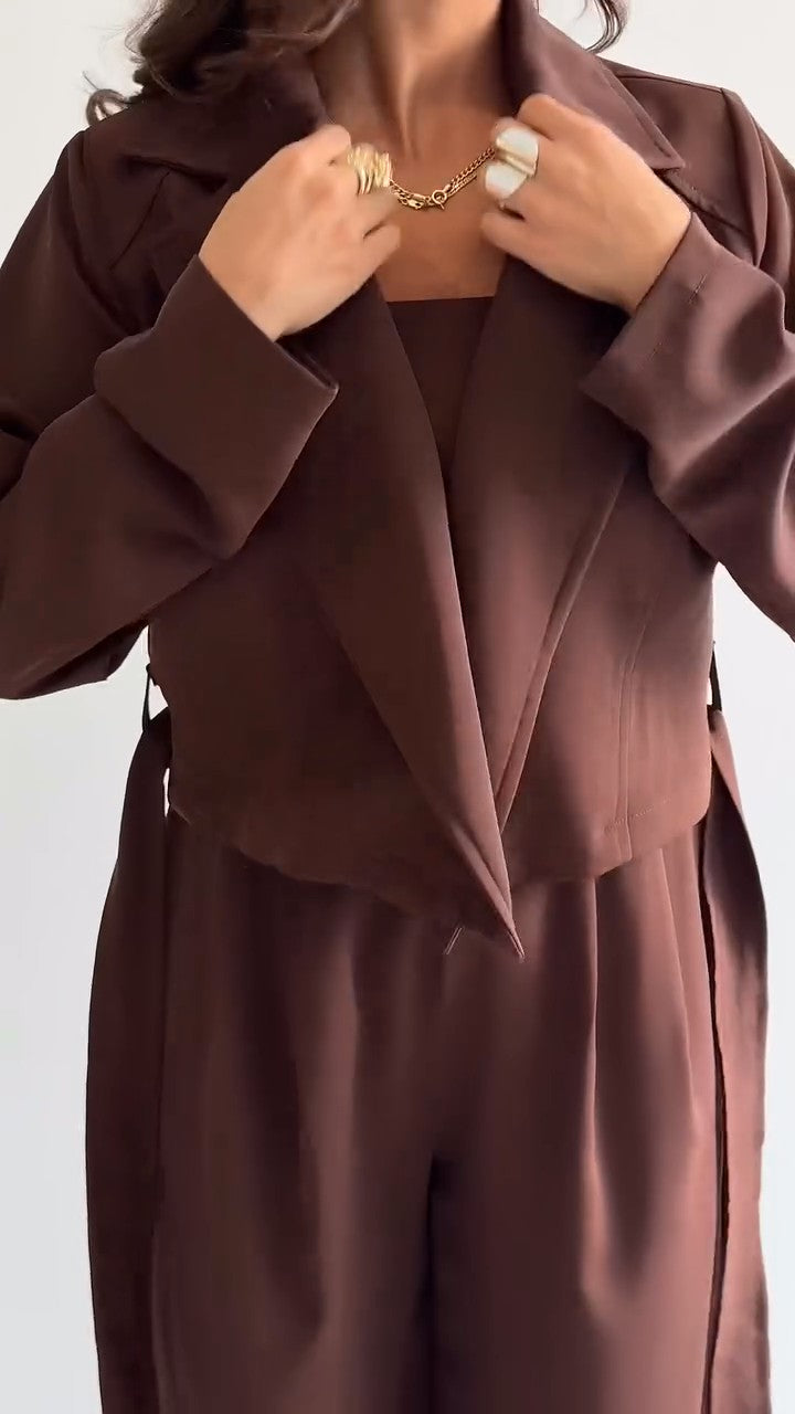 Elegant women's 3-piece knit set: blouse + pants + scarf TR-5