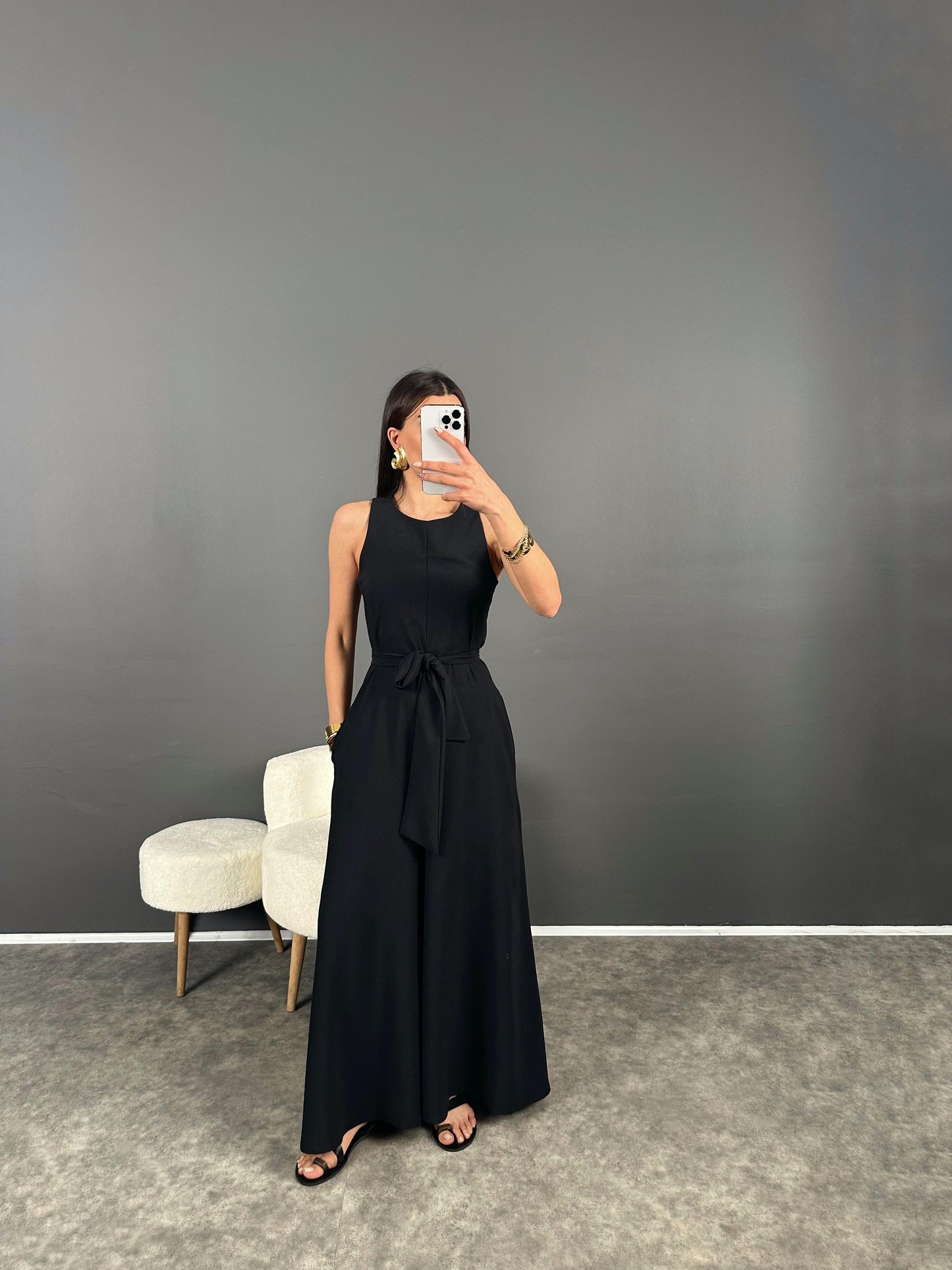 Summer jumpsuit with belt S6