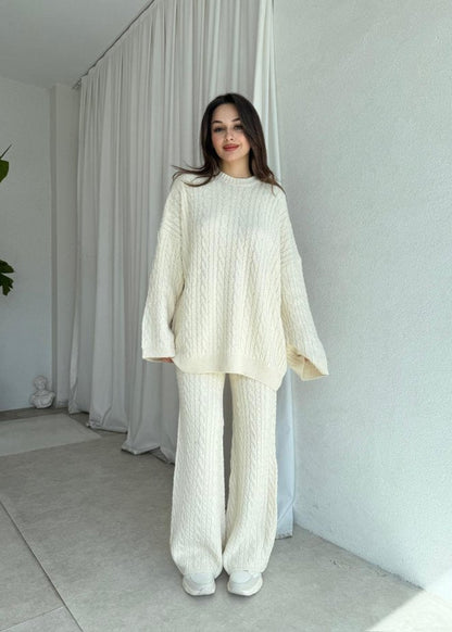 Elegant women's 3-piece knit set: blouse + pants + scarf TR-5