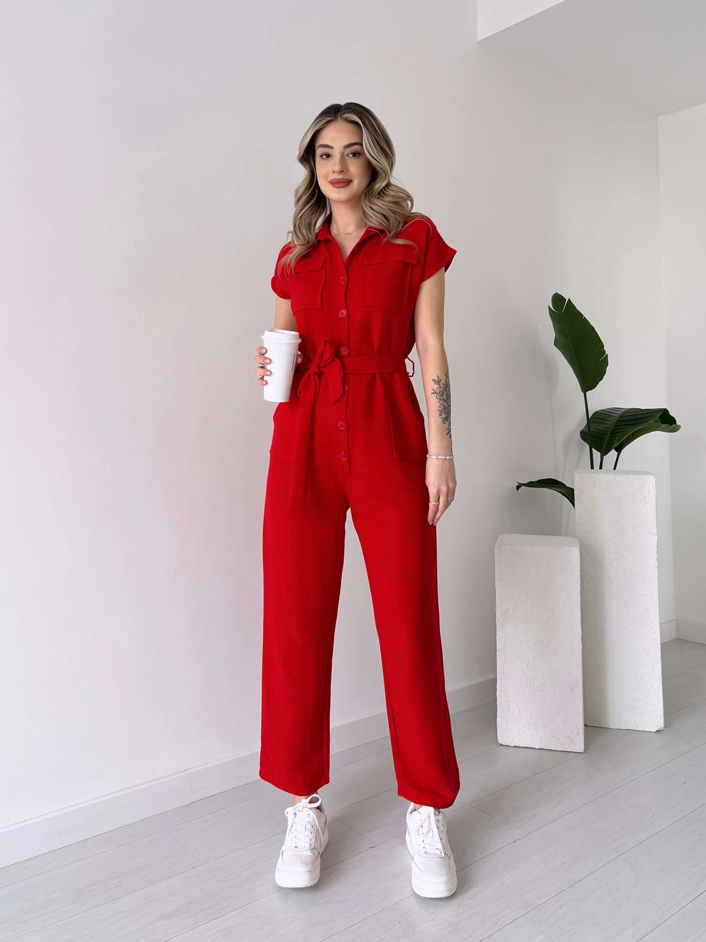 Long dress with polo neck opening D09