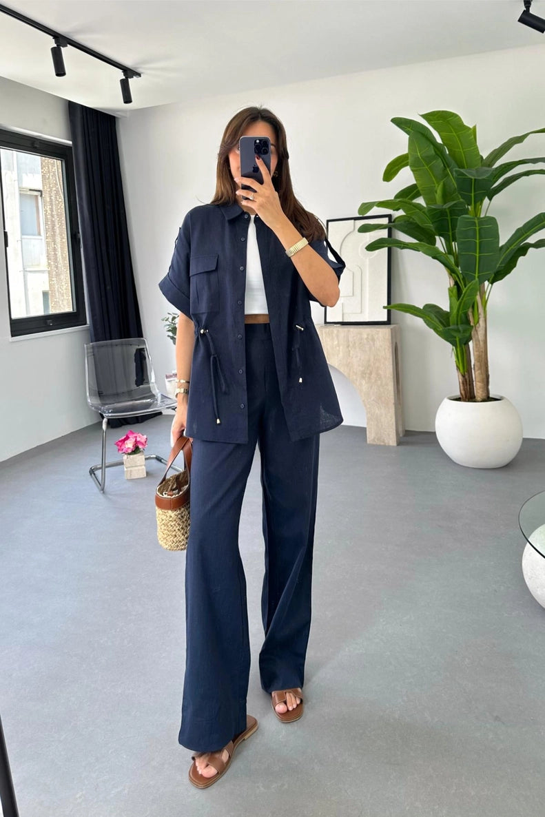 Long dress with polo neck opening D09