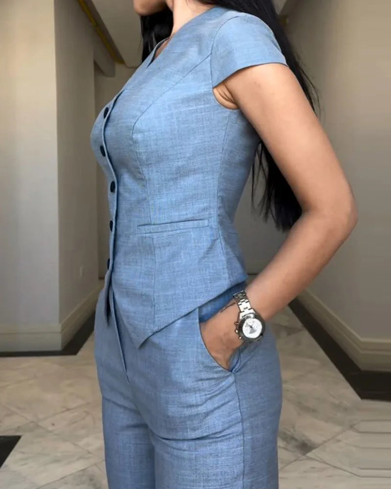 طقم نسائي قطعتين فست + بنطلون S55