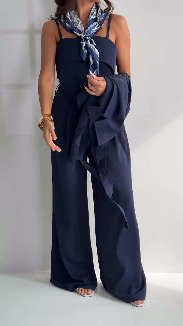 Formal casual jumpsuit (jacket + jumpsuit + belt) S91