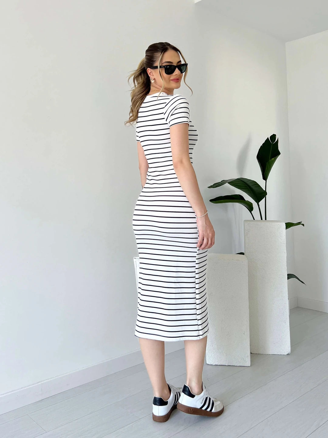 فستان قطن صيفي مخطط F32