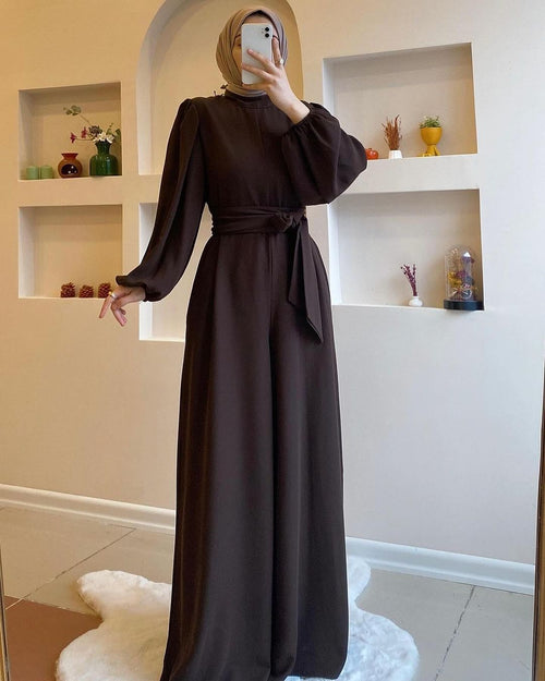 S1 Jumpsuit with Drawstring, Double Pockets and Elastic Sleeves