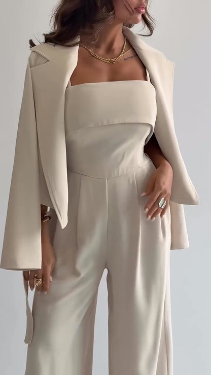 Elegant women's 3-piece knit set: blouse + pants + scarf TR-5