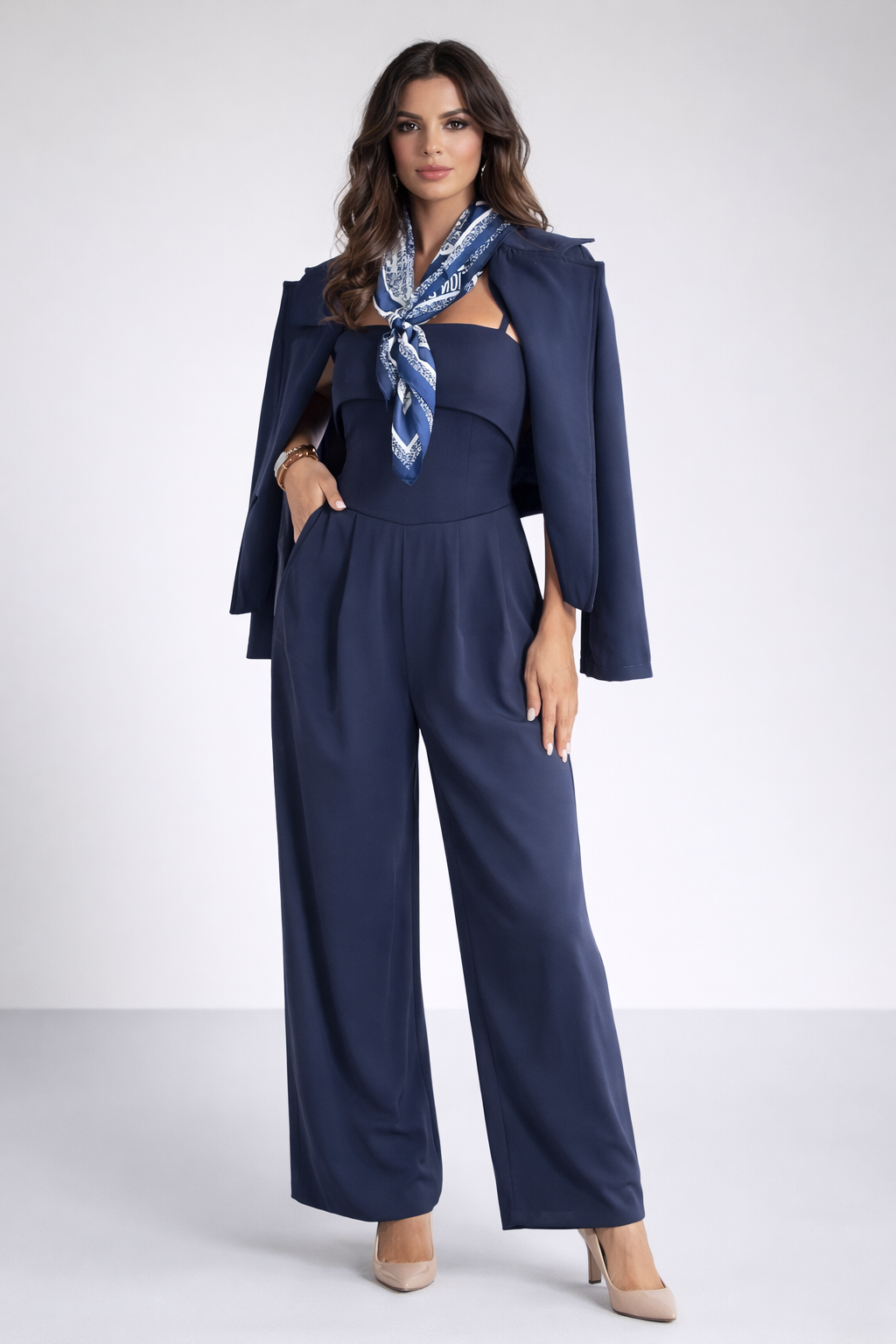 Formal casual jumpsuit (jacket + jumpsuit + belt) S91