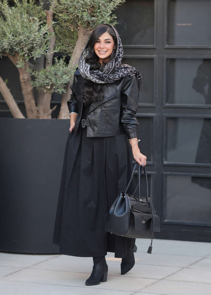 طقم فستان مع جاكيت خارجي بلمسة كاجوال شيك S76