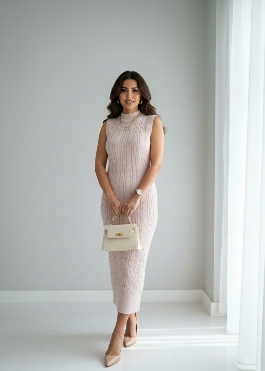 Elegant women's two-piece knit set: sleeveless dress and long-sleeved cardigan TR-1