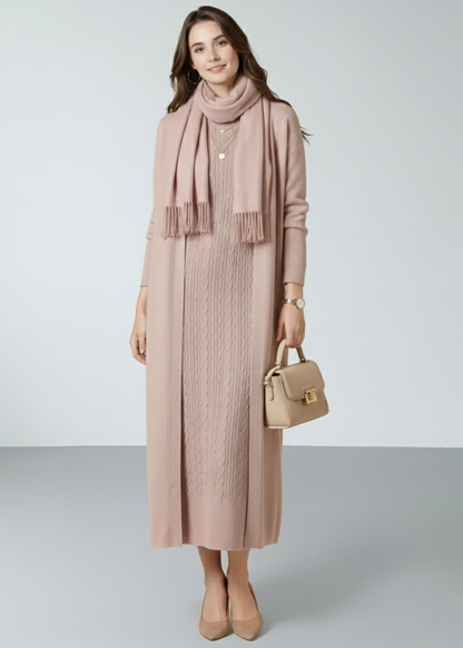 Elegant women's two-piece knit set: sleeveless dress and long-sleeved cardigan TR-1