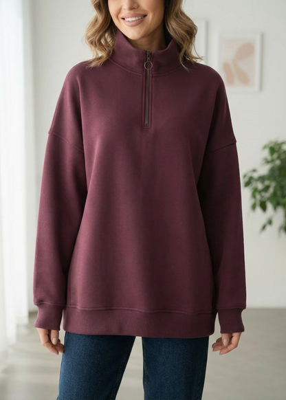 تيشيرت نسائي شتوي بتصميم فريد اوفر سايز H11