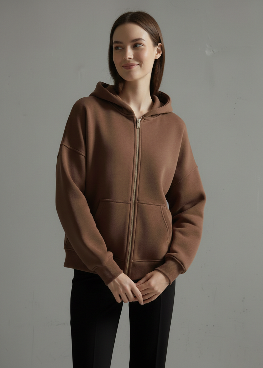 هودي نسائي شتوي بتصميم فريد اوفر سايز H12