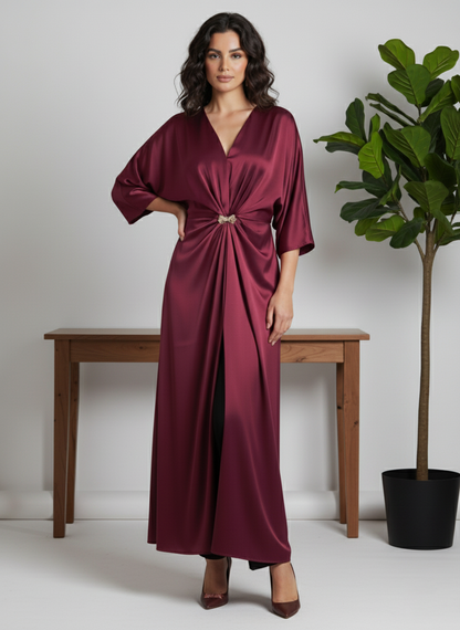 F65 فستان ستان انيق بتصميم مميز