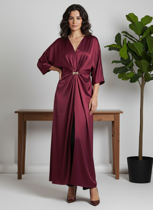 F65 فستان ستان انيق بتصميم مميز