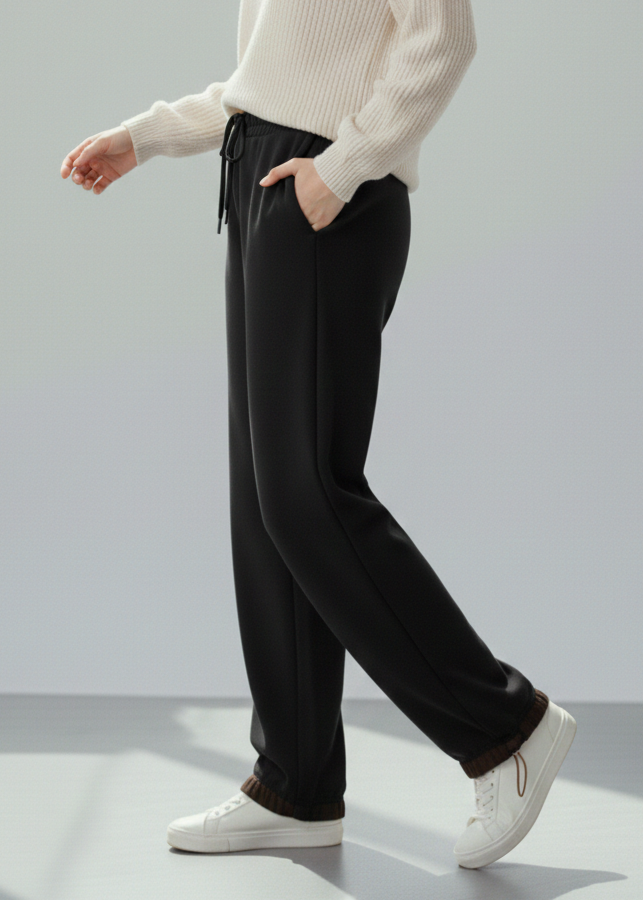 بنطلون قطن سادة بتصميم عصري B20