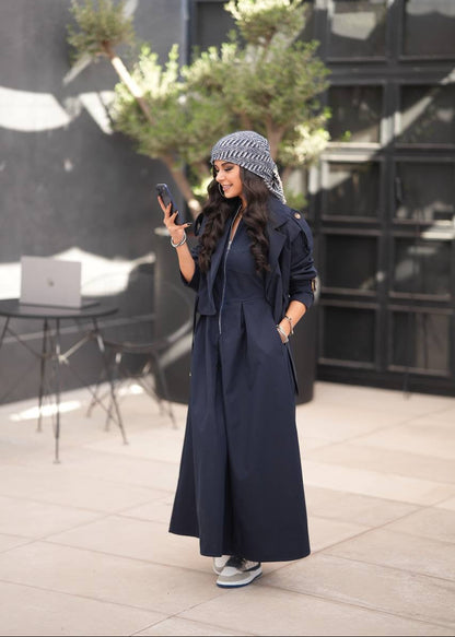 طقم فستان مع جاكيت خارجي بلمسة كاجوال شيك S76