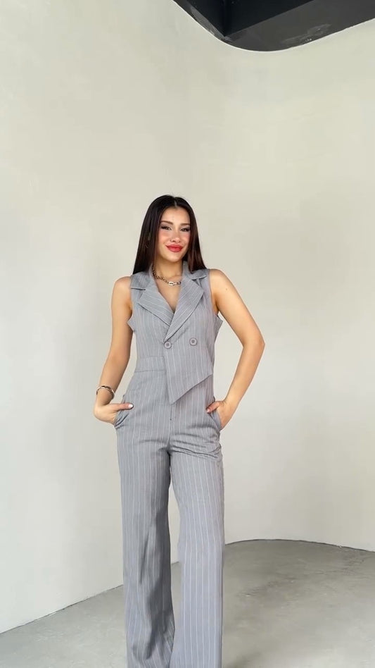 Summer jumpsuit with belt S6