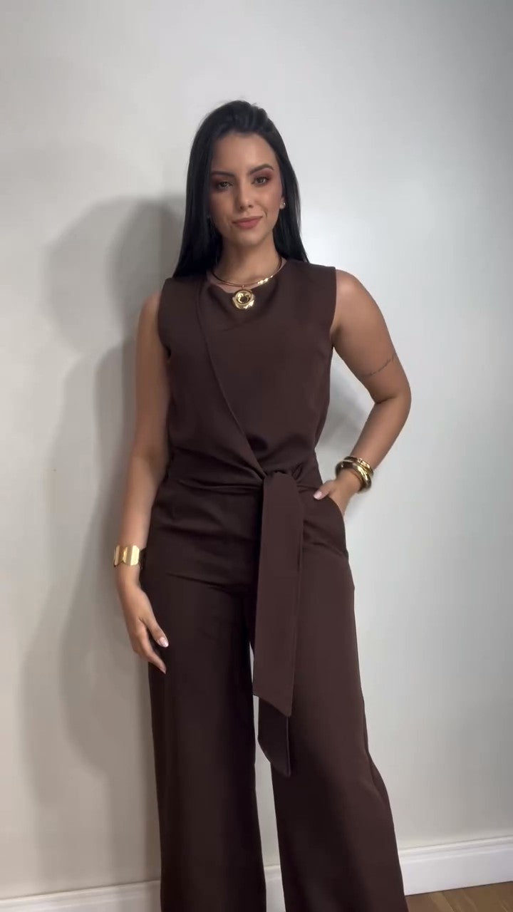 Summer jumpsuit with belt S6