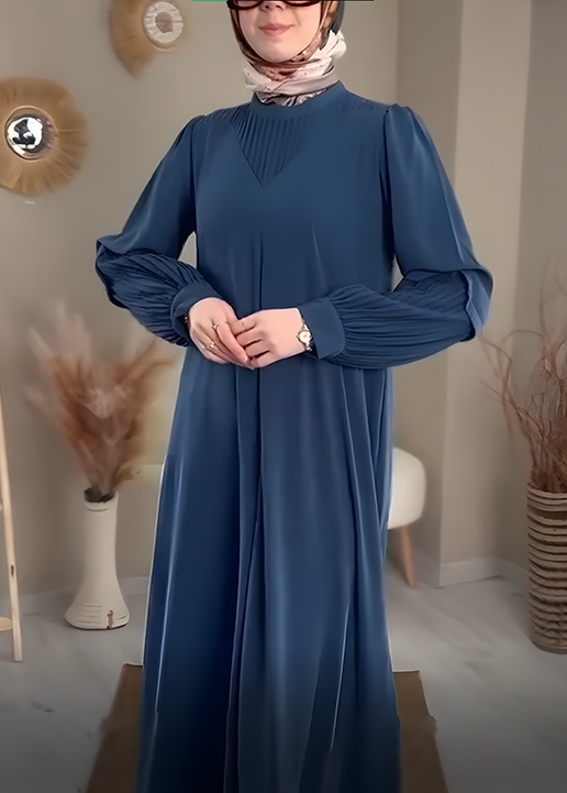 فستان حرير بكسرات F18