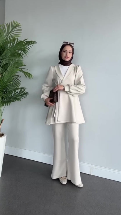 Long dress with polo neck opening D09