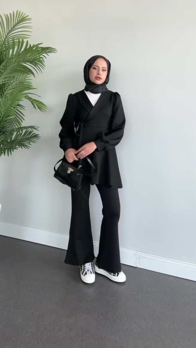 Long dress with polo neck opening D09