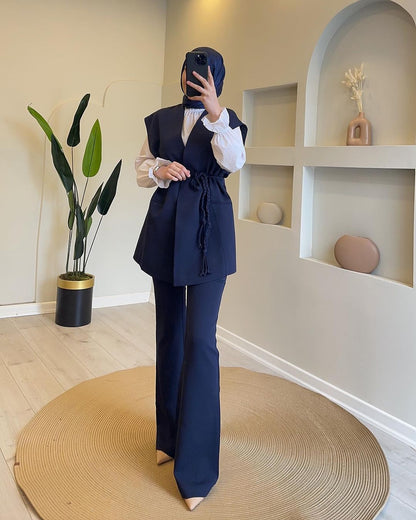 Long dress with polo neck opening D09