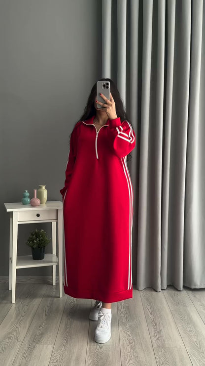 100% cotton dress in red, size T42, 2026