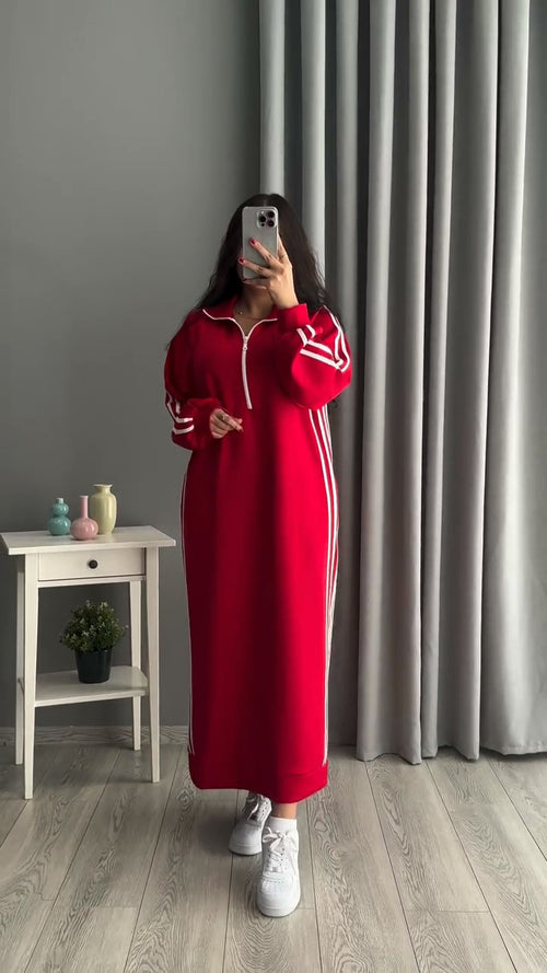 100% cotton dress in red, size T42, 2026