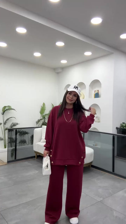 Casual cotton sportswear set (hoodie + pants) T43