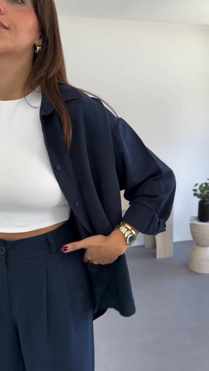 Comfortable linen shirt + pants set 2025 S64