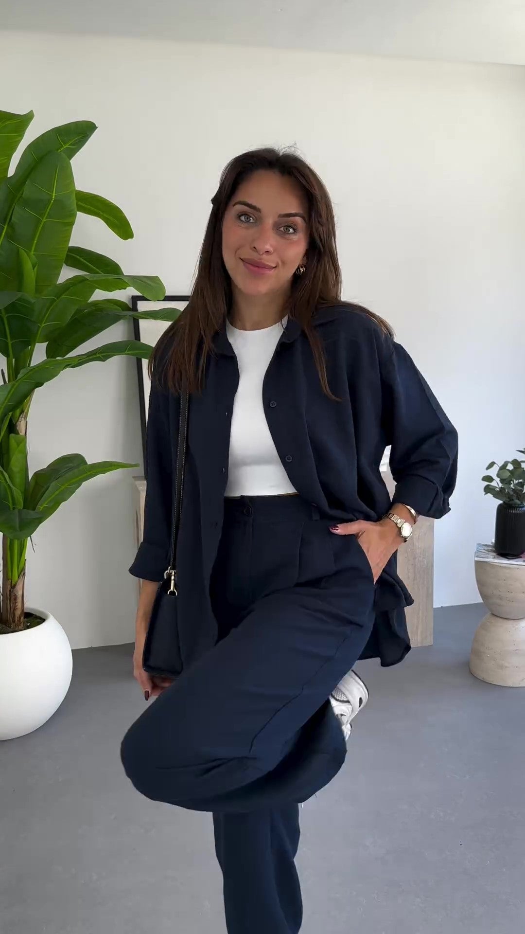 Comfortable linen shirt + pants set 2025 S64