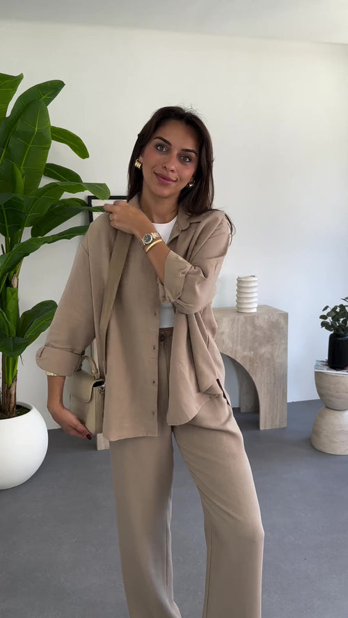 Comfortable linen shirt + pants set 2025 S64