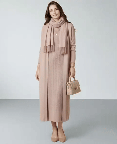 Elegant women's two-piece knit set: sleeveless dress and long-sleeved cardigan TR-1