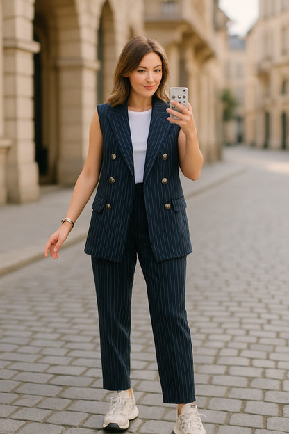 A formal two-piece suit (jacket + trousers) with a distinctive and elegant design S40