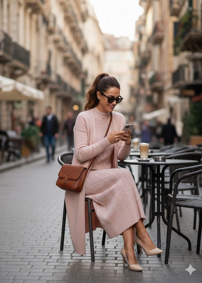 Elegant women's two-piece knit set: sleeveless dress and long-sleeved cardigan TR-1