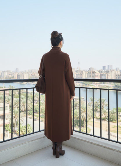 طقم تريكو أنيق نسائي مكون من قطعتين فستان بدون أكمام وكارديجان بأكمام طويلة TR-4