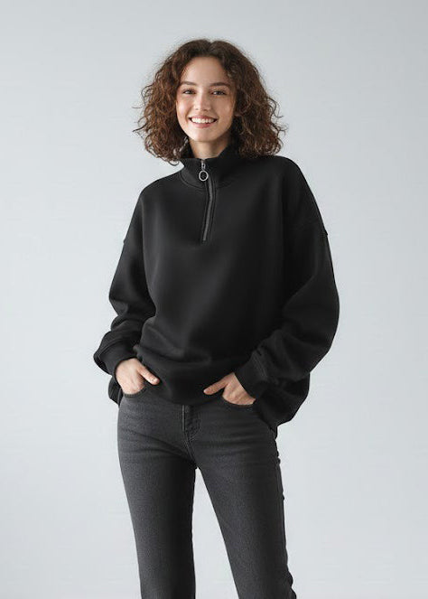 تيشيرت نسائي شتوي بتصميم فريد اوفر سايز H11