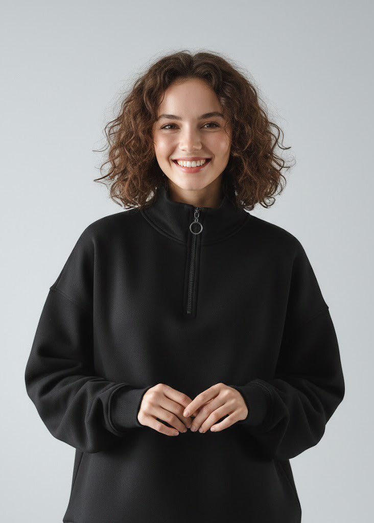 تيشيرت نسائي شتوي بتصميم فريد اوفر سايز H11