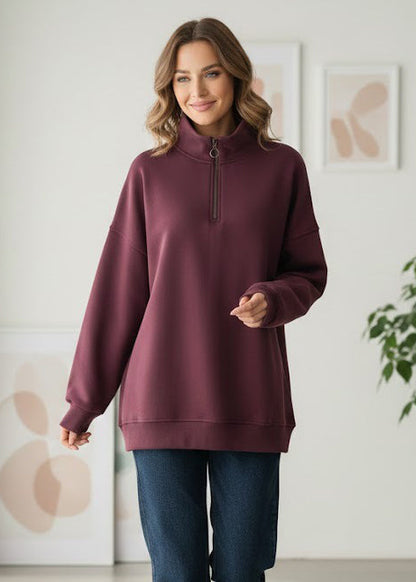 تيشيرت نسائي شتوي بتصميم فريد اوفر سايز H11