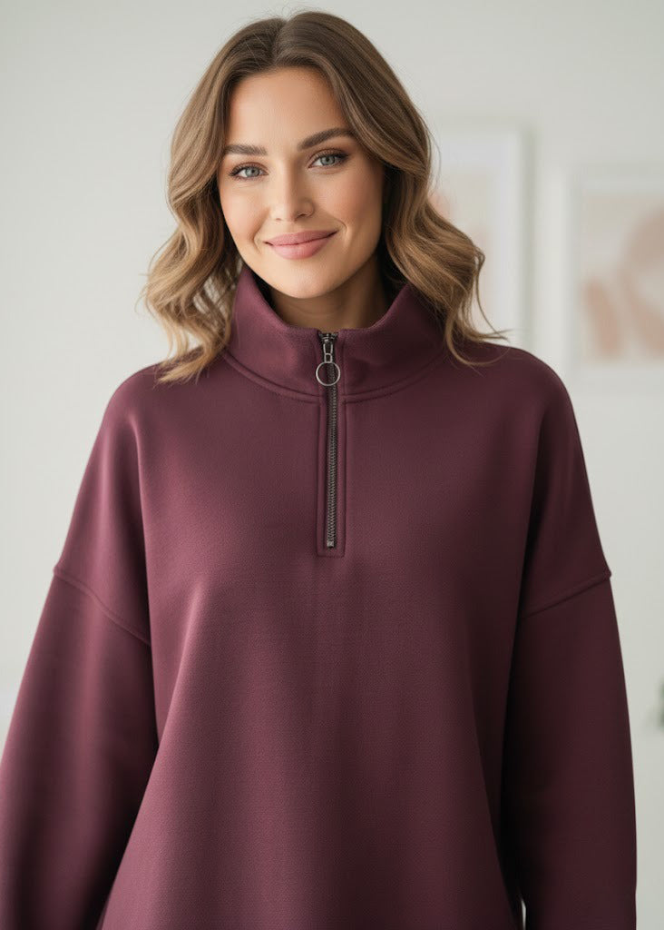 تيشيرت نسائي شتوي بتصميم فريد اوفر سايز H11