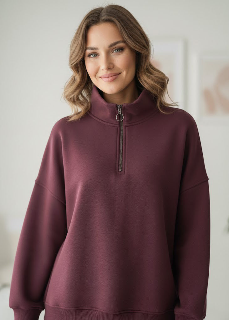 تيشيرت نسائي شتوي بتصميم فريد اوفر سايز H11